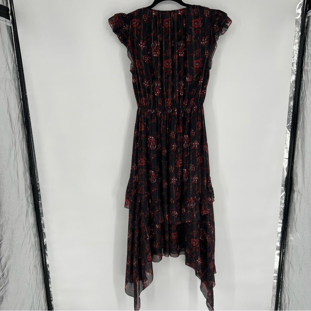 Ulla Johnson Ciel Silk Floral and Metallic Midi Dress Size 4 - Picture 12 of 12